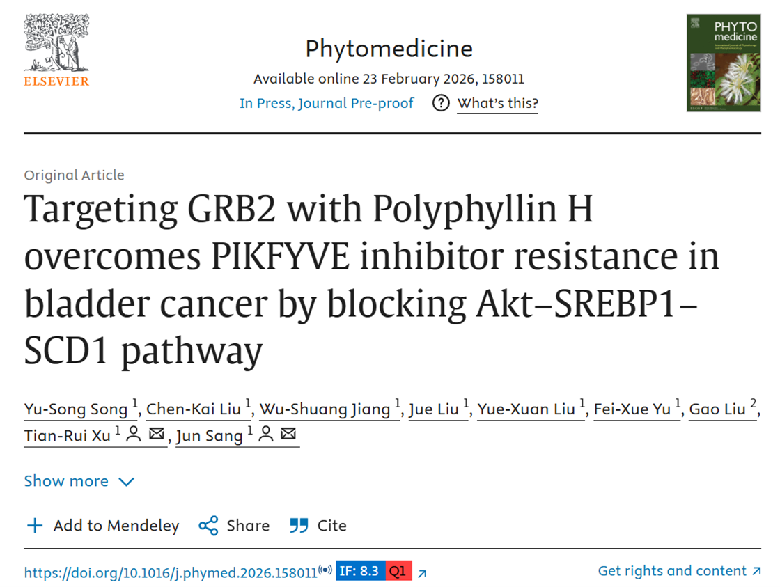 Targeting GRB2 with Polyphyllin H overcomes PIKFYVE inhibitor resistance in bladder cancer by blocking Akt–SREBP1–SCD1 pathway